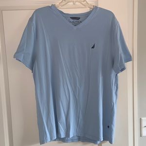 Nautica Light Blue V-Neck T-Shirt - Large